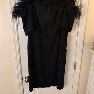 Calvin Klein Women’s Plus-size Off-the-shoulder Faux-Feather Dress